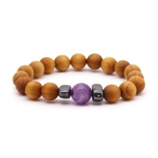 Cedarwood Third Eye Chakra Bangle with Amethyst
