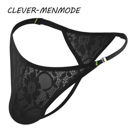 Men's Sexy Lace Thong Side Buckle Adjustable Strap G-String Underwear Men's Sexy Lace Thong Side Buckle Adjustable Strap G-String Underwear