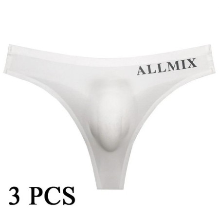 3 PCS Sexy Transparent Underwear Men Thongs Sports Fitness Letter Thin 3 PCS Sexy Transparent Underwear Men Thongs Sports Fitness Letter Thin