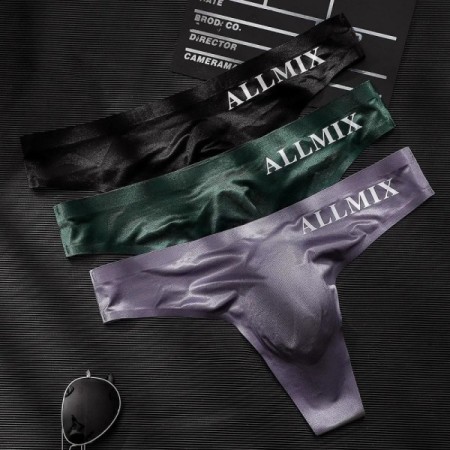 3 PCS Sexy Transparent Underwear Men Thongs Sports Fitness Letter Thin 3 PCS Sexy Transparent Underwear Men Thongs Sports Fitness Letter Thin