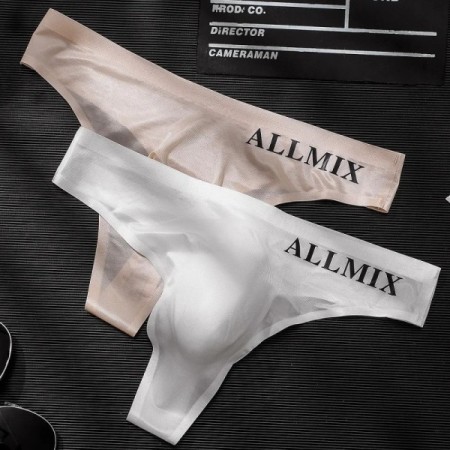 3 PCS Sexy Transparent Underwear Men Thongs Sports Fitness Letter Thin 3 PCS Sexy Transparent Underwear Men Thongs Sports Fitness Letter Thin