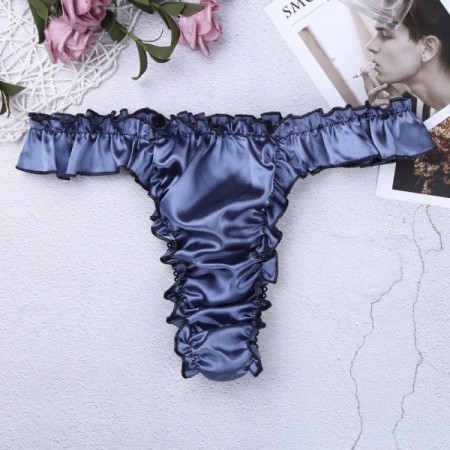 Men's Ruffled Panties Shiny Satin Sissy Lingerie Underwear Exotic G-st Men's Ruffled Panties Shiny Satin Sissy Lingerie Underwear Exotic G-st