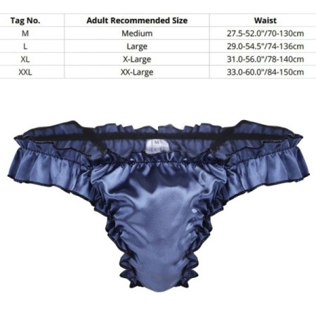 Men's Ruffled Panties Shiny Satin Sissy Lingerie Underwear Exotic G-st Men's Ruffled Panties Shiny Satin Sissy Lingerie Underwear Exotic G-st