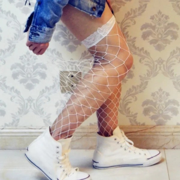 Men Sexy Stockings White Big Net Stocking Passion Man Nightwear Club Exotic Sex Lingerie Gentle Thigh High Stockings Adult Gifts