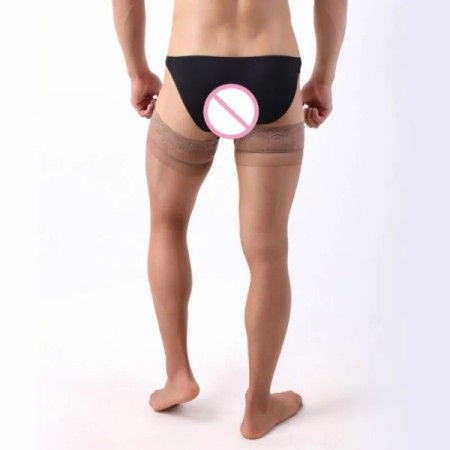 Silicone Hold Up Non-slip Stockings Men's Nylon Silk Stocking Gay Lace