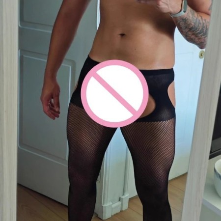 Boyfriend Socks Male Fishnet Bodystockings Gentlemen's Sexy Open Crotc