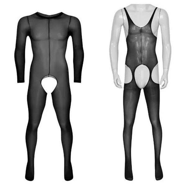 Mens Sissy See-through Crotchless Full Body Pantyhose Stockings Bodystocking Gay Male Underwear Hot Exotic Bodysuit Man Lingerie