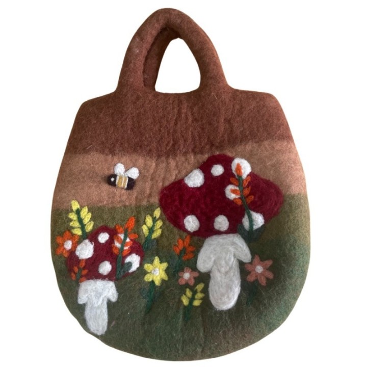 Mushroom Garden Felted Bag