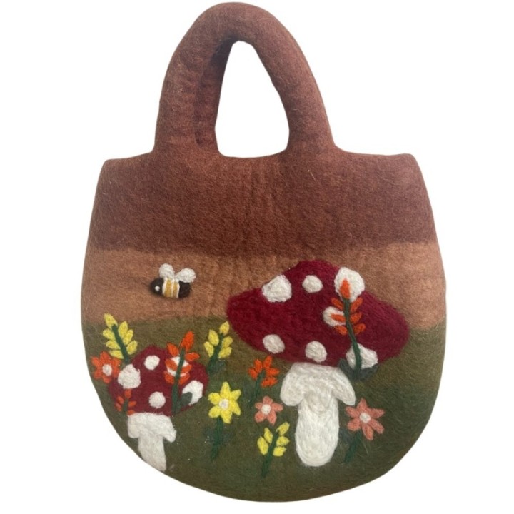 Mushroom Garden Felted Bag