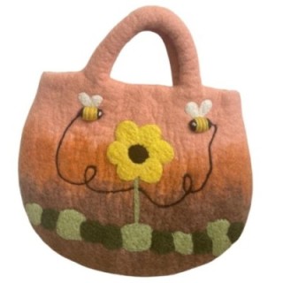 Sun Flower & Bees Felted Bag