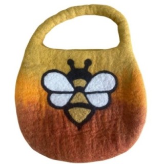 Water Felted Bee Bag - One Handle with Magnet  - Sunrise Orange