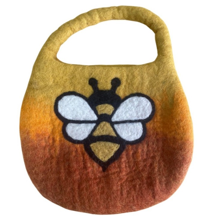 Water Felted Bee Bag - One Handle with Magnet  - Sunrise Orange