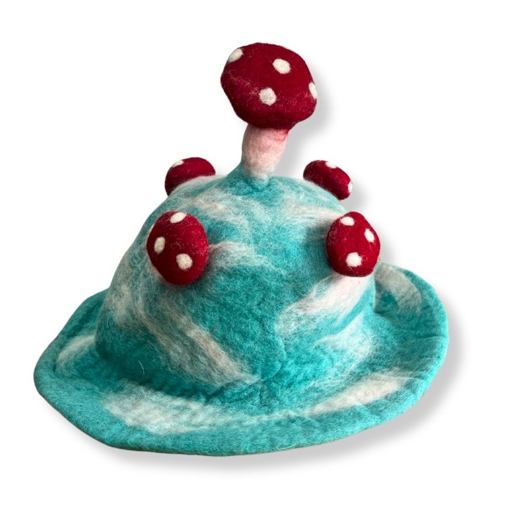 Felted Mushroom Hat - Lost in a Sky Blue