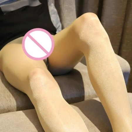 Men's Oily Ultra-thin Pantyhose Transparent Man Shiny Stockings Beige 