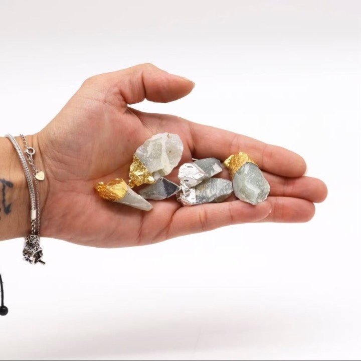 Gemstone Indian Jade Gold & Silver Plated Pendants (6 assorted)