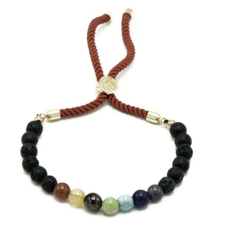 18K Gold Plated Gemstone Royal String Bracelet - Lava Stone Chakra