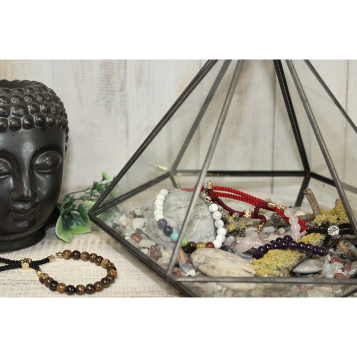 925 Silver Plated Gemstone Charcoal String Bracelet - Dalmatian Jasper