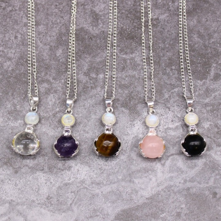 Gemstone Healing Hands Pendant - Rock Quartz
