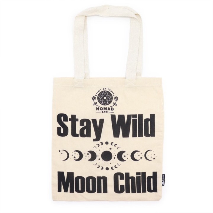 Iconic Basic Tote Bag - Stay Wild, Moon Child - Natural 4oz