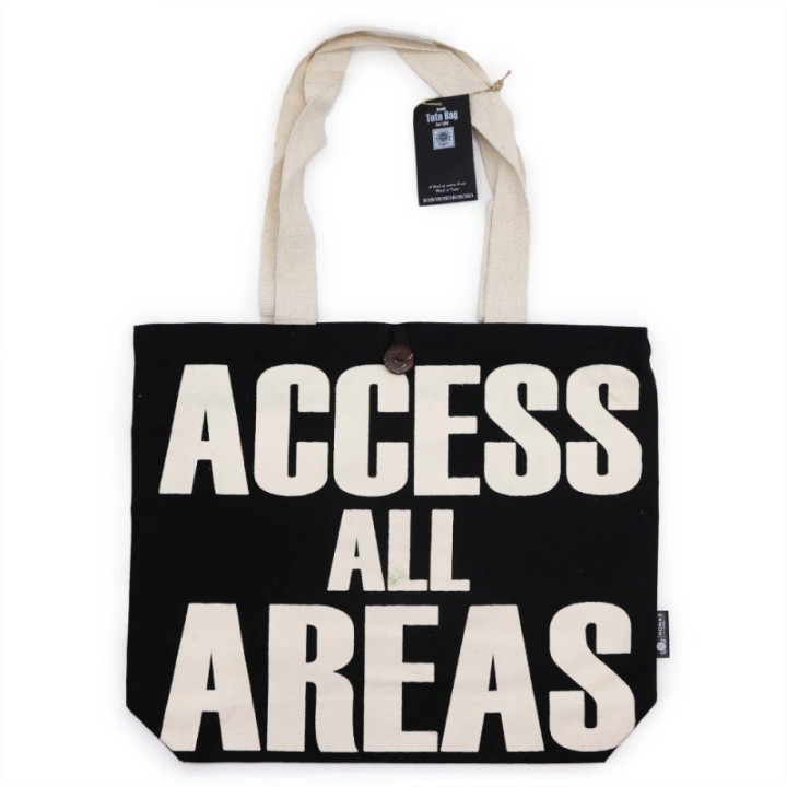 Iconic Classic Tote Bag - ACCESS ALL AREAS - Black Natural 10oz