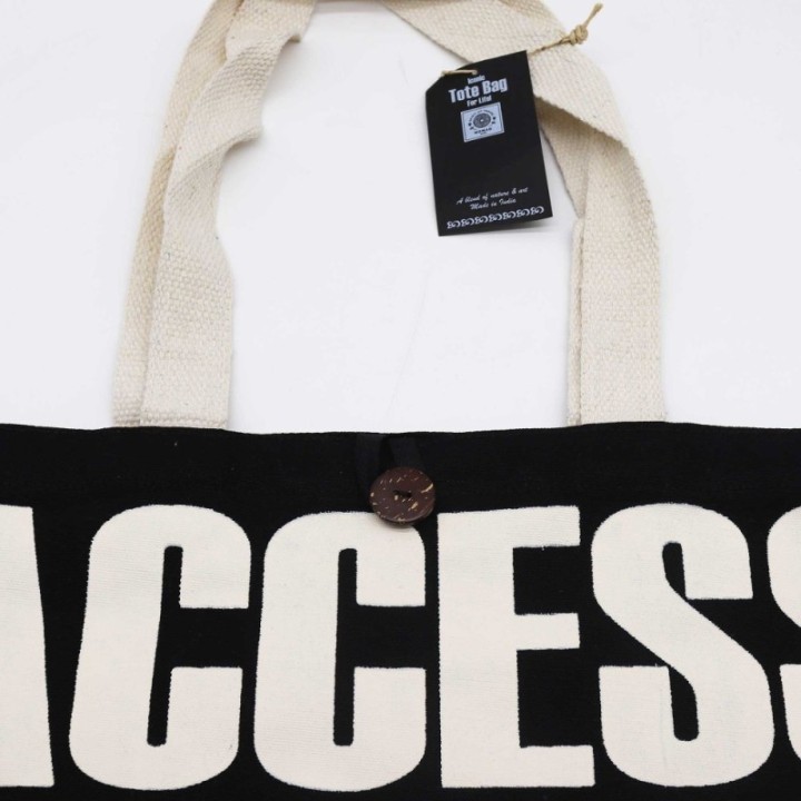 Iconic Classic Tote Bag - ACCESS ALL AREAS - Black Natural 10oz