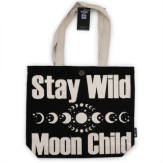 Iconic Classic Tote Bag - Stay Wild, Mood Child - Black Natural 10oz