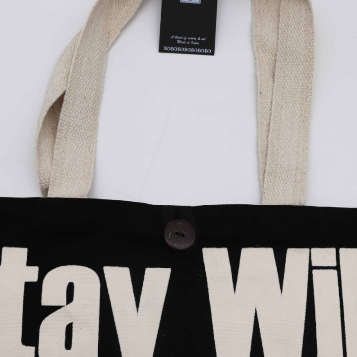 Iconic Classic Tote Bag - Stay Wild, Mood Child - Black Natural 10oz