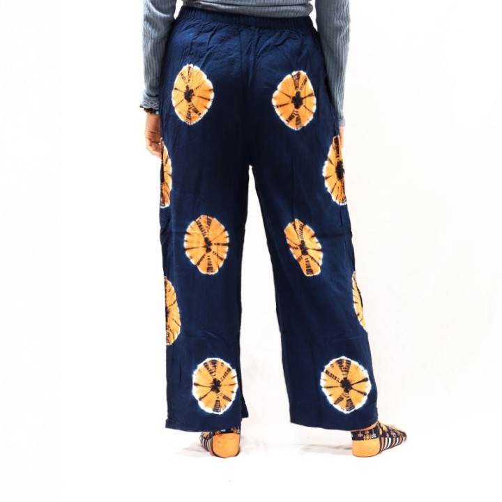 Japanese Style Lounge Pants - Blue & Orange - M