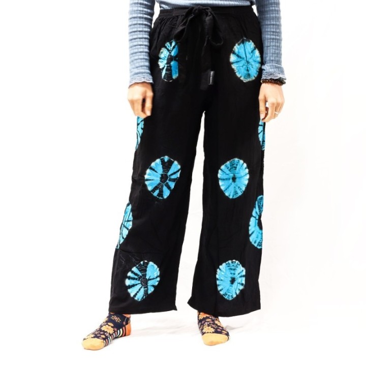 Japanese Style Lounge Pants - Black & Blue - M