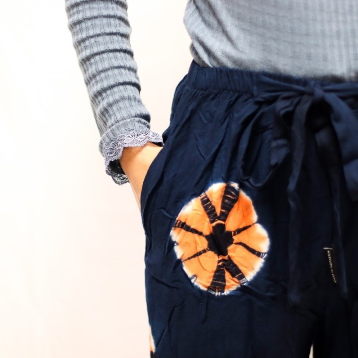 Japanese Style Lounge Pants - Blue & Orange - L