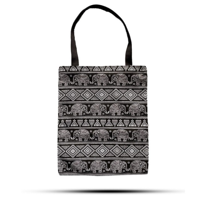 Classic Tote Zipper Bag (Elephants Motiff) 40x34cm