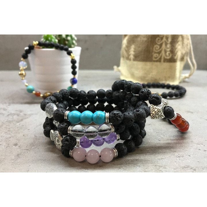Lava Stone Bracelet - Hamsa Chakra