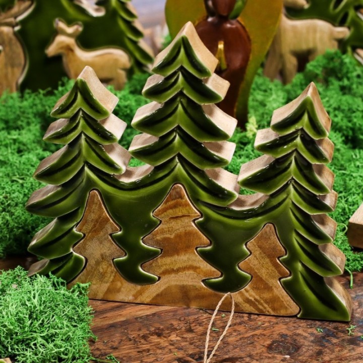 Lost in the Forrest - Three Trees 3D Wooden Decoration - 20x23cm