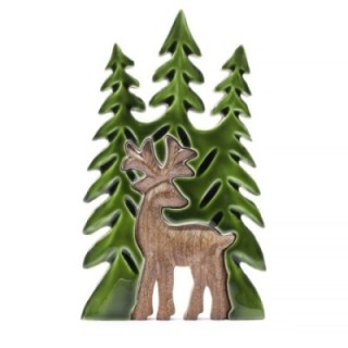 Lost in the Forrest -  Stag in the Forrest 3D Wooden Decoration - 25x15cm
