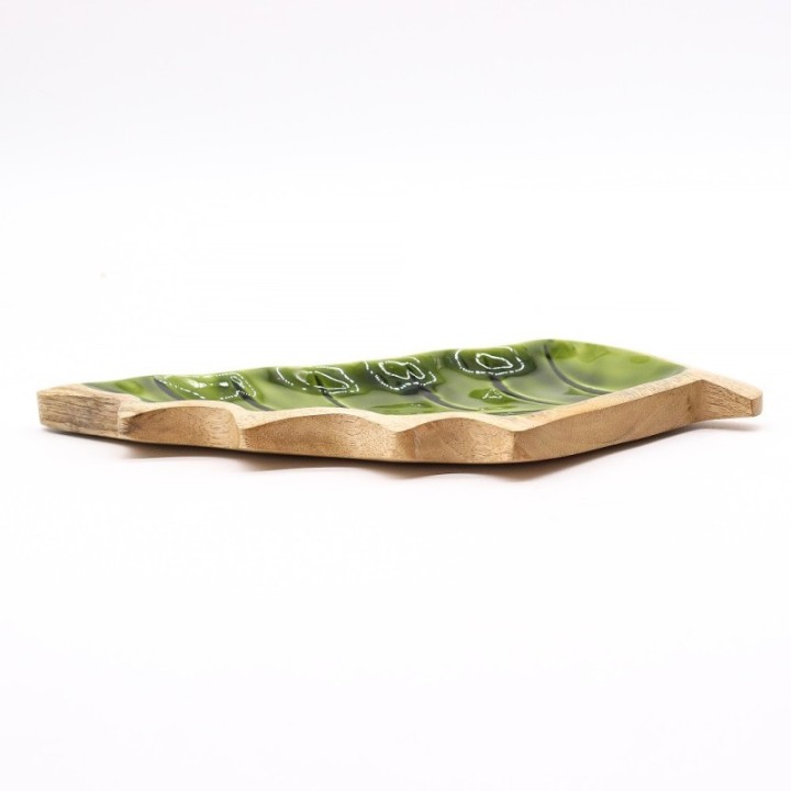 Lost in the Forrest -  Enamel Leaf Wooden Bowl - 33x17cm