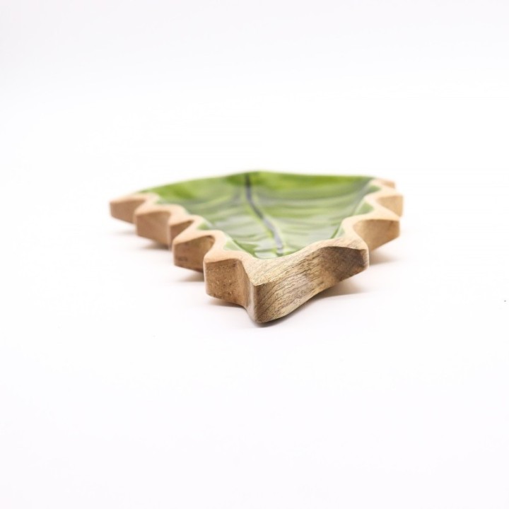 Lost in the Forrest -  Enamel Leaf Wooden Bowl - 33x17cm