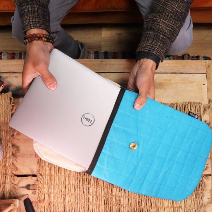 Laptop Padded Pouch - Shocking Pink - 14oz Stonewash