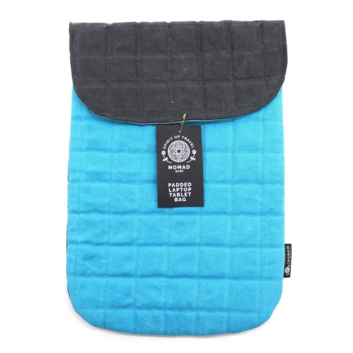 Laptop Padded Pouch - Terrific Turquoise - 14oz Stonewash