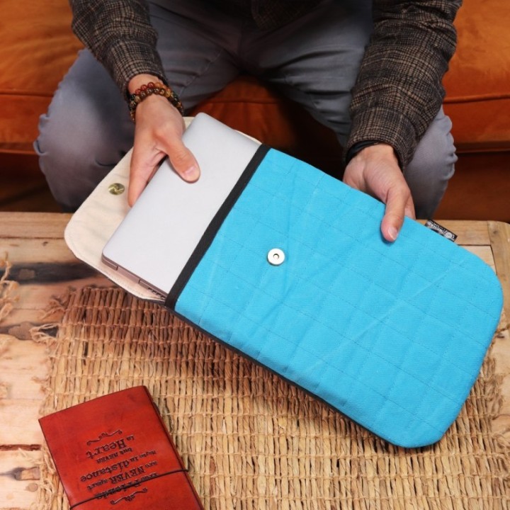 Laptop Padded Pouch - Terrific Turquoise - 14oz Stonewash