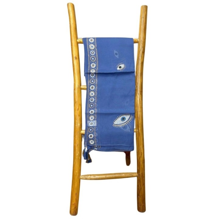 Nomad Sari On the Med Collection - Pario - Rich Blue & Gold Hand Painted Evil Eye Design