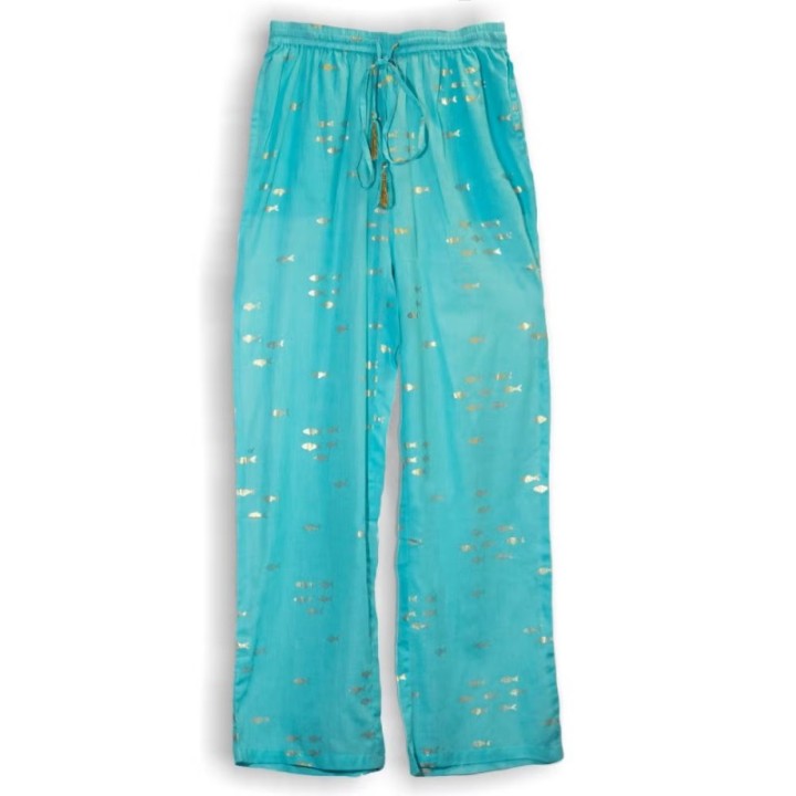 (ML) Nomad Sari On the Med Collection - Lounge Pants - Turquoise & Gold Fish Design