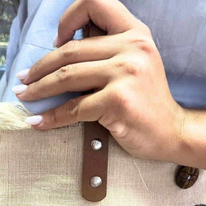 Natural Tote Bag Leather Handle - Buddha