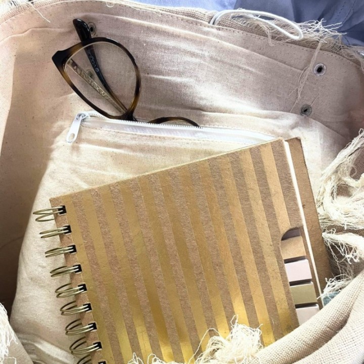 Natural Tote Bag Leather Handle - Buddha