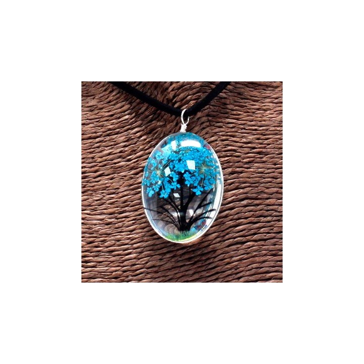 Pressed Flowers - Tree of Life set - Teal