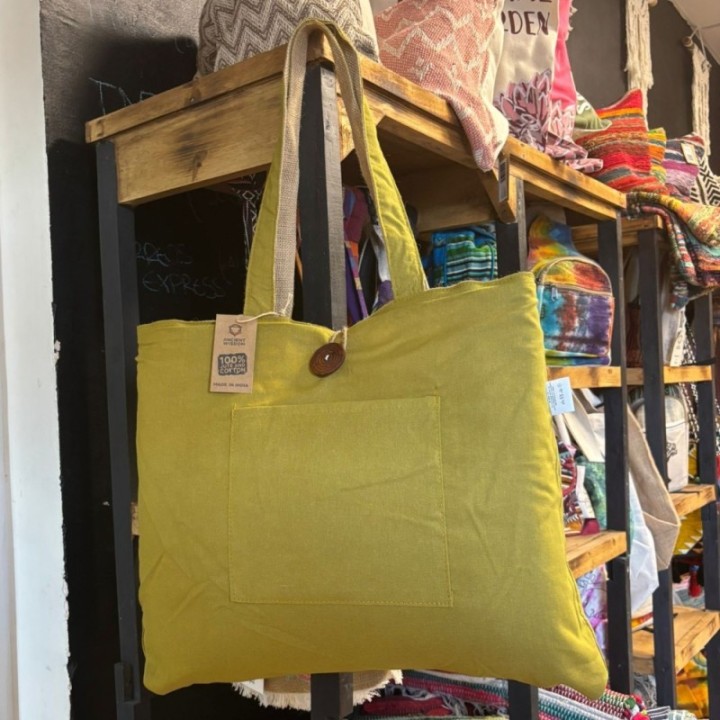 Jute & Cotton Reversible Big Bag - Pistachio
