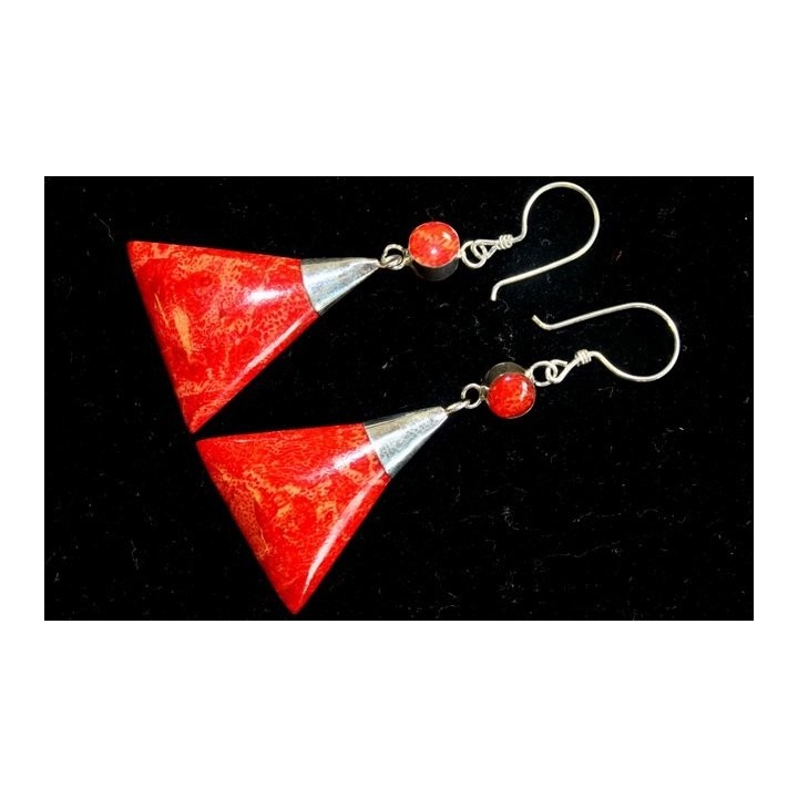 925 Silver Earrings - Triangle Double Drop