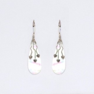Shell & Silver Earrings - Three Hearts - MOP