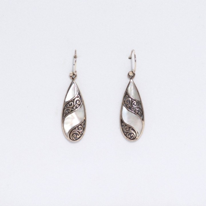 Shell & Silver Earrings - Teardrop- MOP