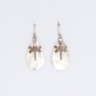 Shell & Silver Earrings - Dragonflies - MOP