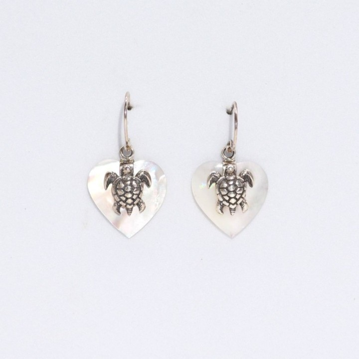 Shell & Silver Earrings - Sea Turtle - MOP